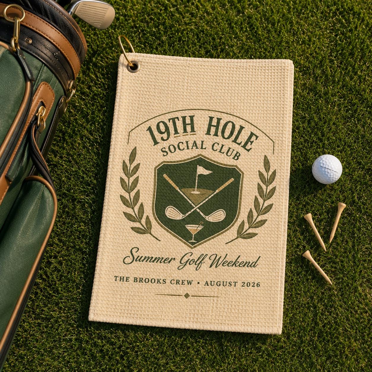 Golfickers 19th Hole タオルセット 19th Hole Social Club Golf Towel, Personalized Golf Weekend | Xuvoria