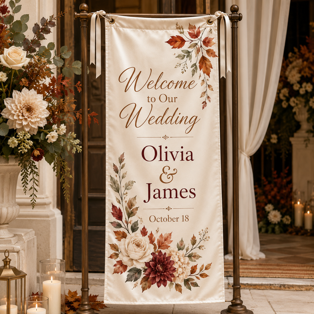 Fall Wedding Welcome Banner Ideas for an Autumn Ceremony