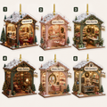 Pesonalized Name Miniature Christmas Village Bakery Ornament, Floral Cafe Tree Decoration