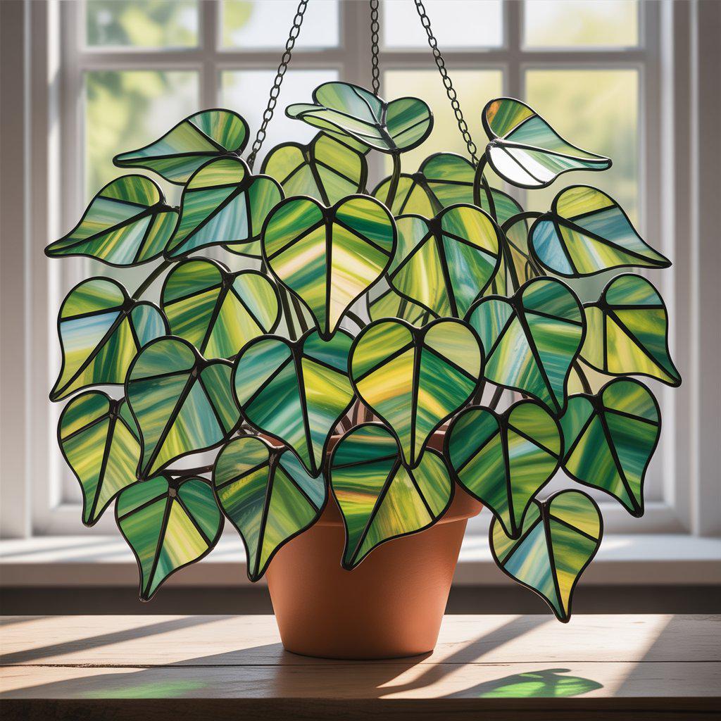 Pothos Plant Suncatcher: Faux Acrylic Window Hanging, Botanical Decor - product image 7
