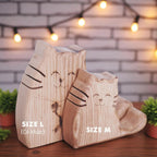 Hand-Carved Wooden Cat Figurine: Rustic Phone/Tablet Stand – product photo 3