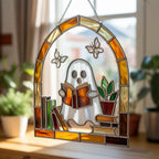 Bookish Ghost Suncatcher: Halloween Acrylic Window Hanging – product photo 8