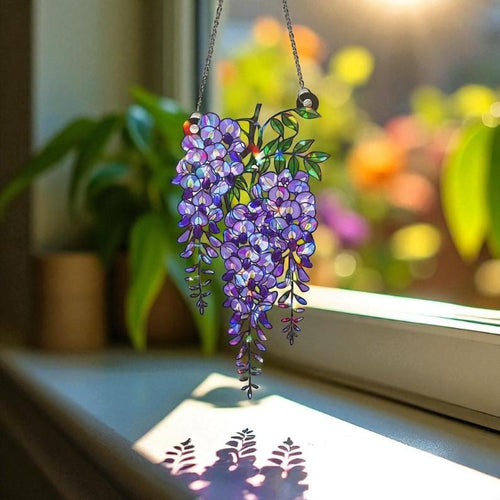 Acrylic Wisteria Suncatcher – Holographic Floral Window Decor - product image 1