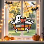 Ghost Reading Book Acrylic Suncatcher: Spooky Halloween Window Hanging – product photo 2