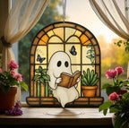Bookish Ghost Suncatcher: Halloween Acrylic Window Hanging – product photo 2