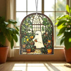 Bookish Ghost Suncatcher: Halloween Acrylic Window Hanging – main product view