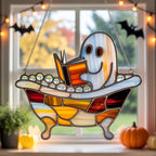 Ghost Reading Book Acrylic Suncatcher: Spooky Halloween Window Hanging – product photo 7