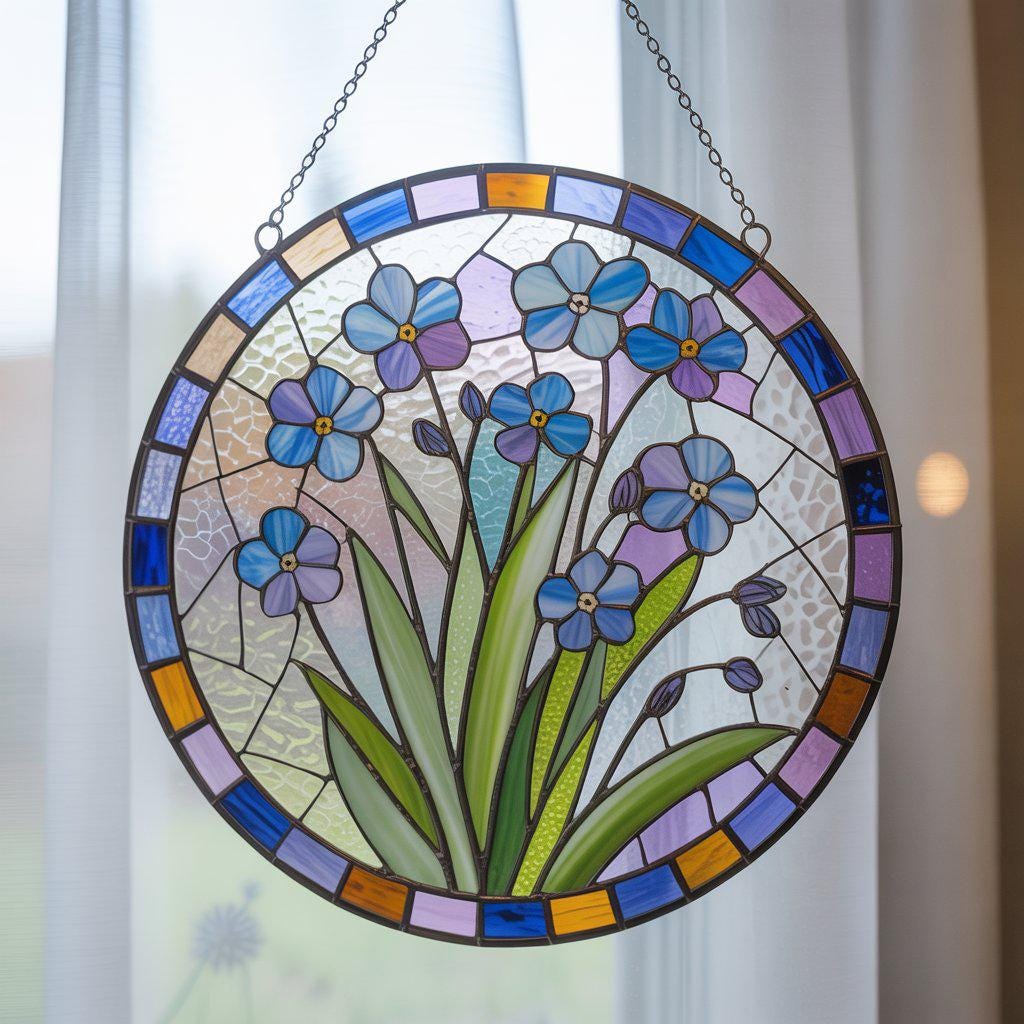 Personalized Forget-Me-Not Suncatcher: Floral Window Decor, Acrylic Glass - product image 5