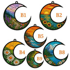 Personalized Dog Memorial Suncatcher: Crescent Moon Stained Glass Style Pet Loss Remembrance – product photo 3