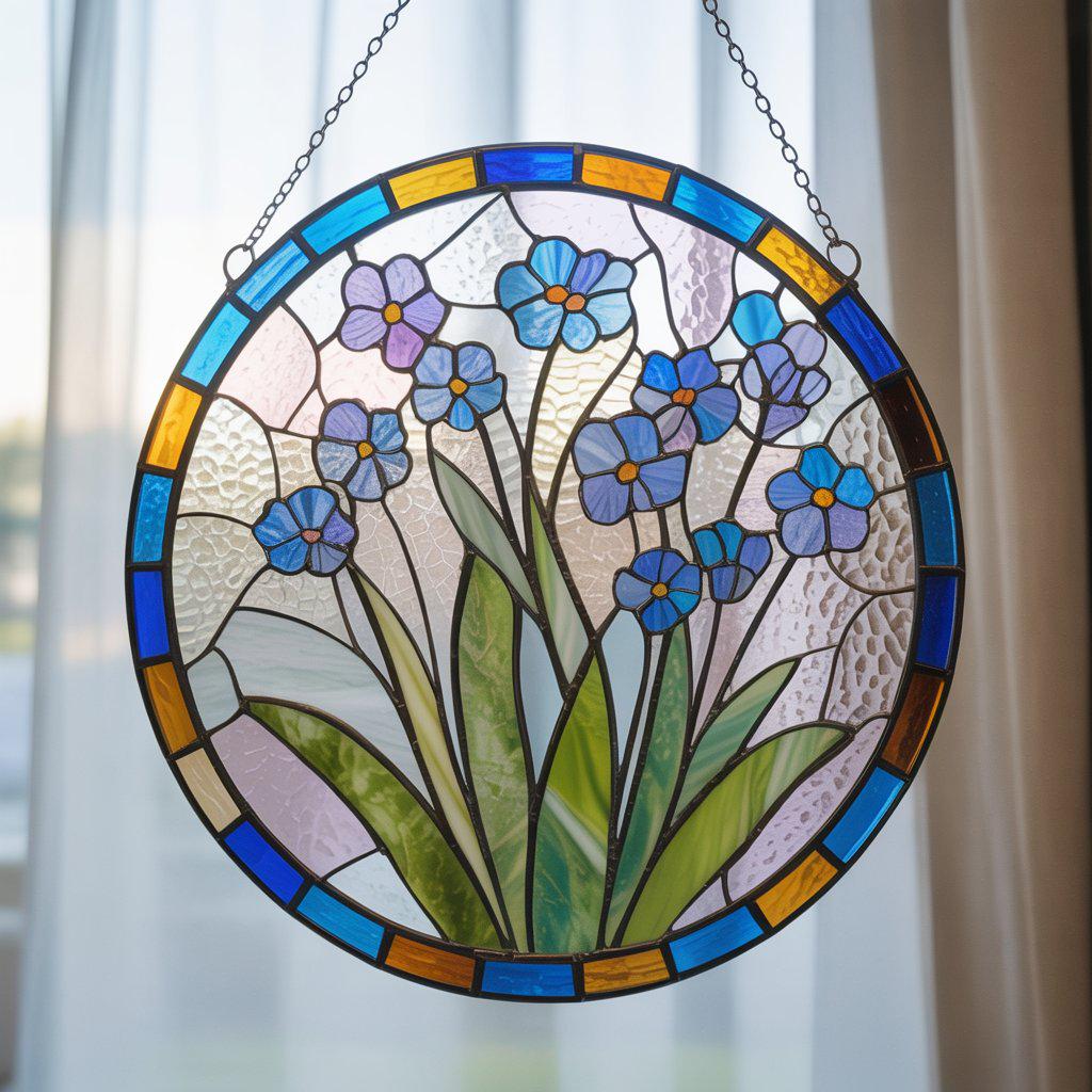 Personalized Forget-Me-Not Suncatcher: Floral Window Decor, Acrylic Glass - product image 6