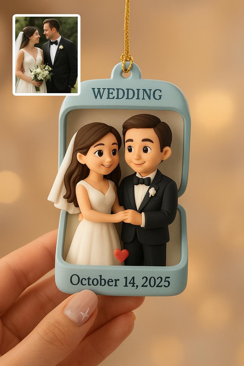 Personalized Engagement Ornament, Wedding Proposal Gift, Custom Cartoon Couple Ornament, Acrylic Christmas - product image 2