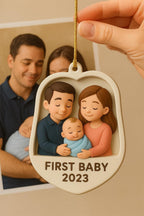 Personalized First Baby Ornament: Custom Ultrasound Cartoon Keepsake – main product view