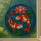 Yin Yang Koi Fish Suncatcher: Stained Glass Style Acrylic Ornament – main product view