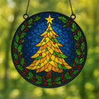 Acrylic Stained Glass Christmas Tree Suncatcher: Holiday Window Decor – main product view