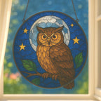 Blue Owl Suncatcher: Stained Glass Style Acrylic Ornament – product photo 3