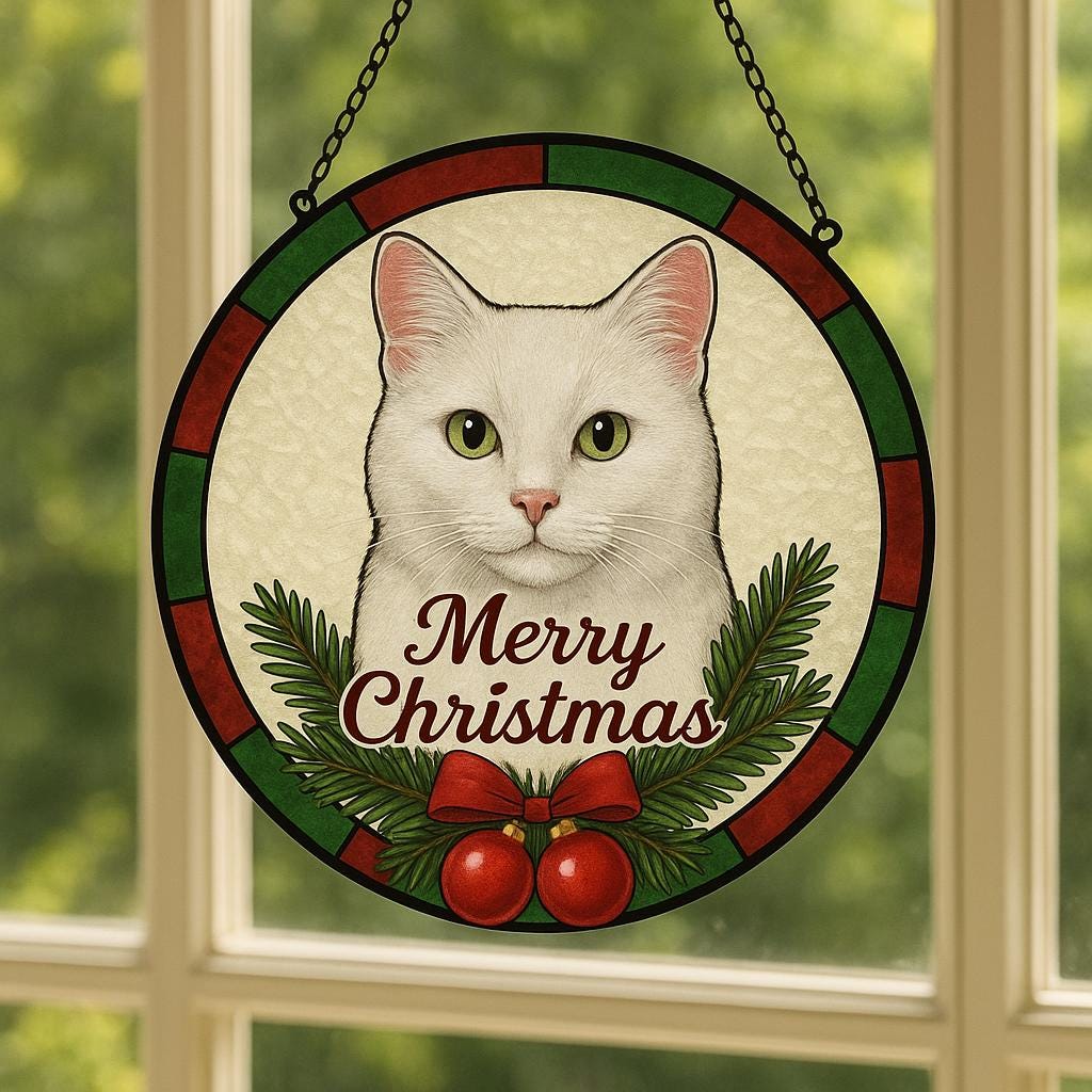 Custom Pet Portrait Suncatcher: Stained Glass Cat Memorial (Acrylic) - product image 1
