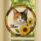 Custom Pet Portrait Suncatcher, Acrylic Stained Glass Cat Memorial – main product view