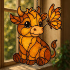 Highland Cow Suncatcher: Butterfly Acrylic Window Hanging – main product view