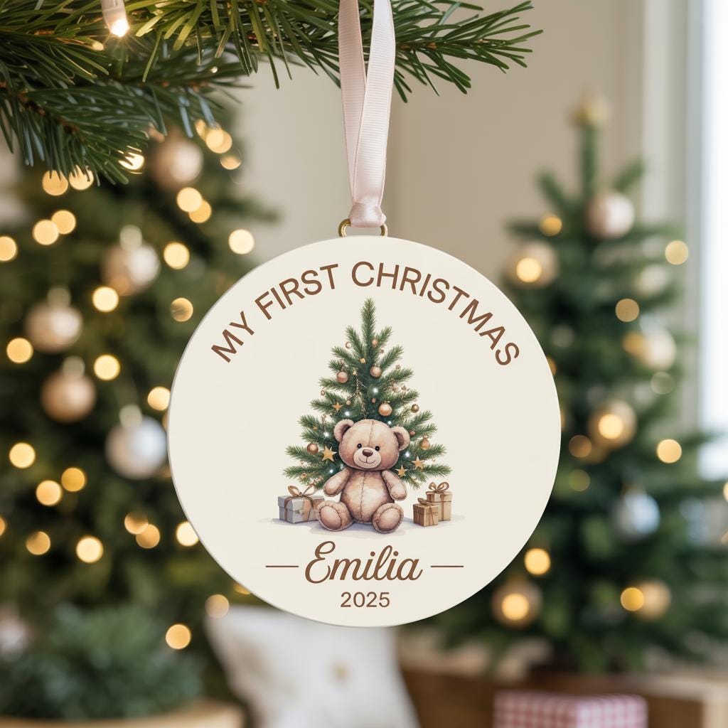 Personalized Baby's First Christmas Ornament | Teddy Bear Bauble - product image 2