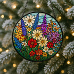 Stained Glass Wildflower Suncatcher, Floral Window Hanging Decor – main product view