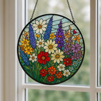 Stained Glass Wildflower Suncatcher, Floral Window Hanging Decor – product photo 3