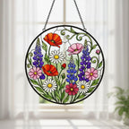 Wildflower Glass Suncatcher: Vibrant Floral Window Decor – main product view
