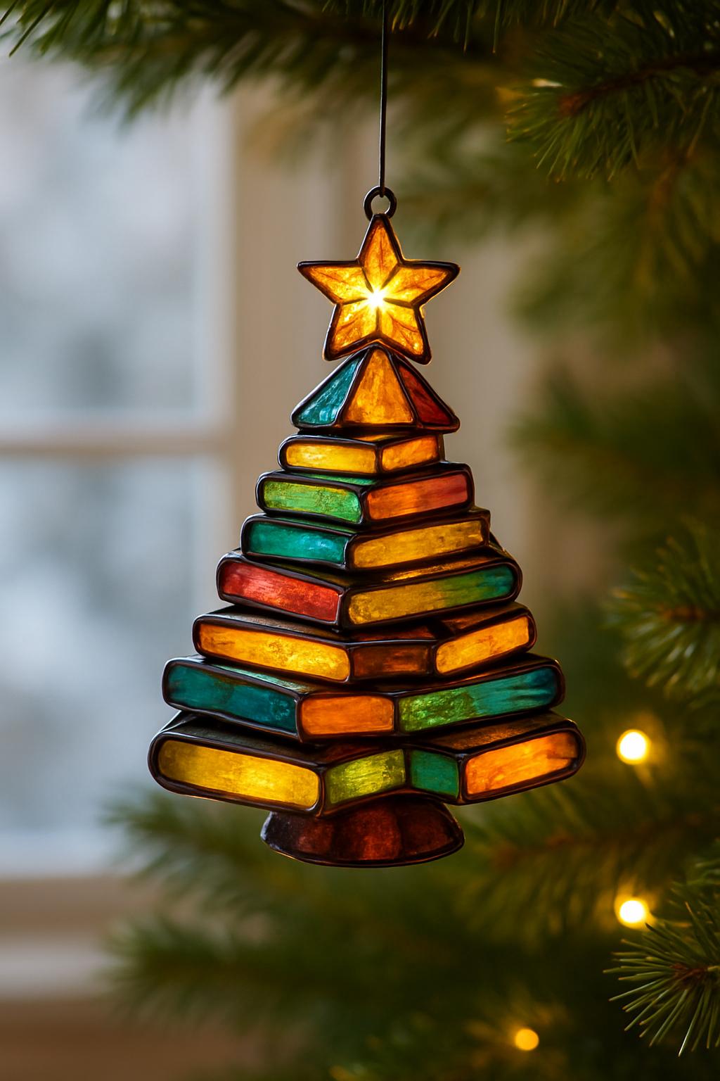 Book Tree Suncatcher Ornament, Acrylic Christmas Decor - product image 1