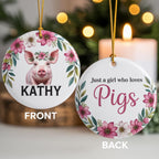 Personalized Pig Ceramic Christmas Ornament – main product view