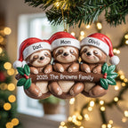 Personalized Family Sloth Christmas Ornament – Custom Family of 3 Keepsake – main product view