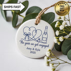 Personalized Engagement Ornament, Ceramic Keepsake – main product view