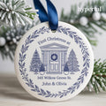 Personalized Ceramic First Home Christmas Ornament, Toile De Jouy - product image 1