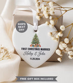 Personalized First Christmas Married Ornament – Custom Ceramic Keepsake – main product view