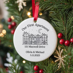 Personalized First Apartment Ceramic Christmas Ornament – main product view