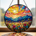 Stained Glass Wildflower Suncatcher, Wildflower Acrylic Window Hanging Decor, Florist Gift – main product view