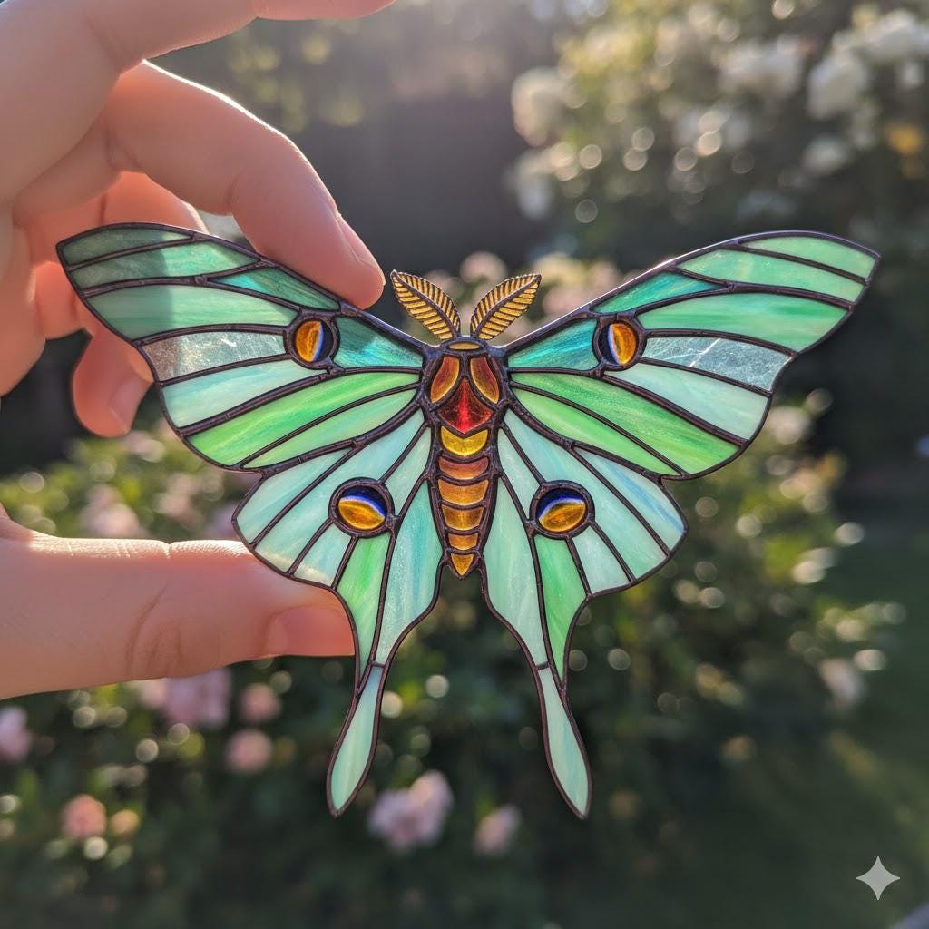 Lunar moth Acrylic suncatcher / Luna moth wings house warming gift / Birthday gift / Butterfly window - product image 2