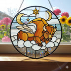 Stained Glass Suncatcher – Flying Bison – Handmade Glass Art – Unique Suncatcher Decor for Anime Lovers – main product view