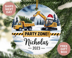 Personalized Construction Truck Christmas Ornament - Custom Name Ceramic Keepsake – main product view