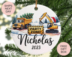 Personalized Construction Truck Christmas Ornament - Custom Name & Year – main product view