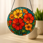 Personalized Birth Month Flower Stained Glass Suncatcher, Custom Floral Window Decor – product photo 2