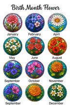 Personalized Birth Month Flower Stained Glass Suncatcher, Custom Floral Window Decor – main product view