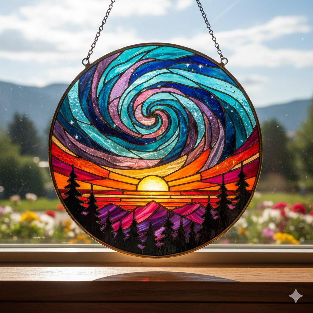 Memorial Stained Glass Suncatcher, Lightcatcher Loss Of Dad, Window Decor Gift for Dad, Gif for Mother'sm - product image 1