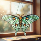 Acrylic Lunar Moth Suncatcher: Stained Glass Window Hanging Art – main product view