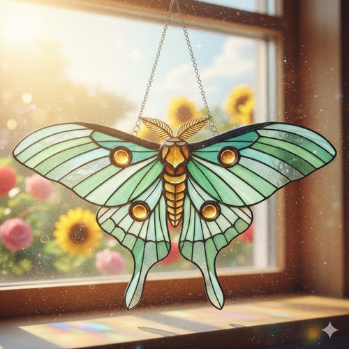 Acrylic Lunar Moth Suncatcher: Stained Glass Window Hanging Art - product image 2