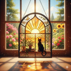Black Cat And Book Acrylic Suncatcher Hanging – main product view