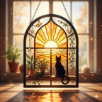 Black Cat And Book Acrylic Suncatcher Hanging – product photo 2
