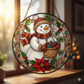 Cozy Snowman Stained Glass Suncatcher: Christmas Window Decor Gift - product image 1