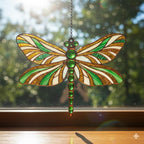 2D Flat Mystical Dragonfly Acrylic Suncatcher – Teal Wings Faux Stained Glass Suncatcher – main product view