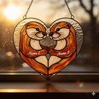 2D Flat Personalized Otter Couple ACRYLIC Suncatcher – main product view