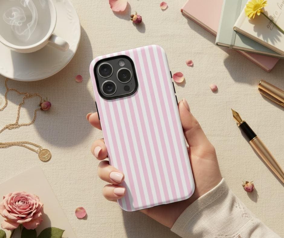 Personalized Pastel Striped Phone Case, Minimal Aesthetic Protective Cover for Iphone 17 16 Promax Samsung Google Pixel, Gift for Her