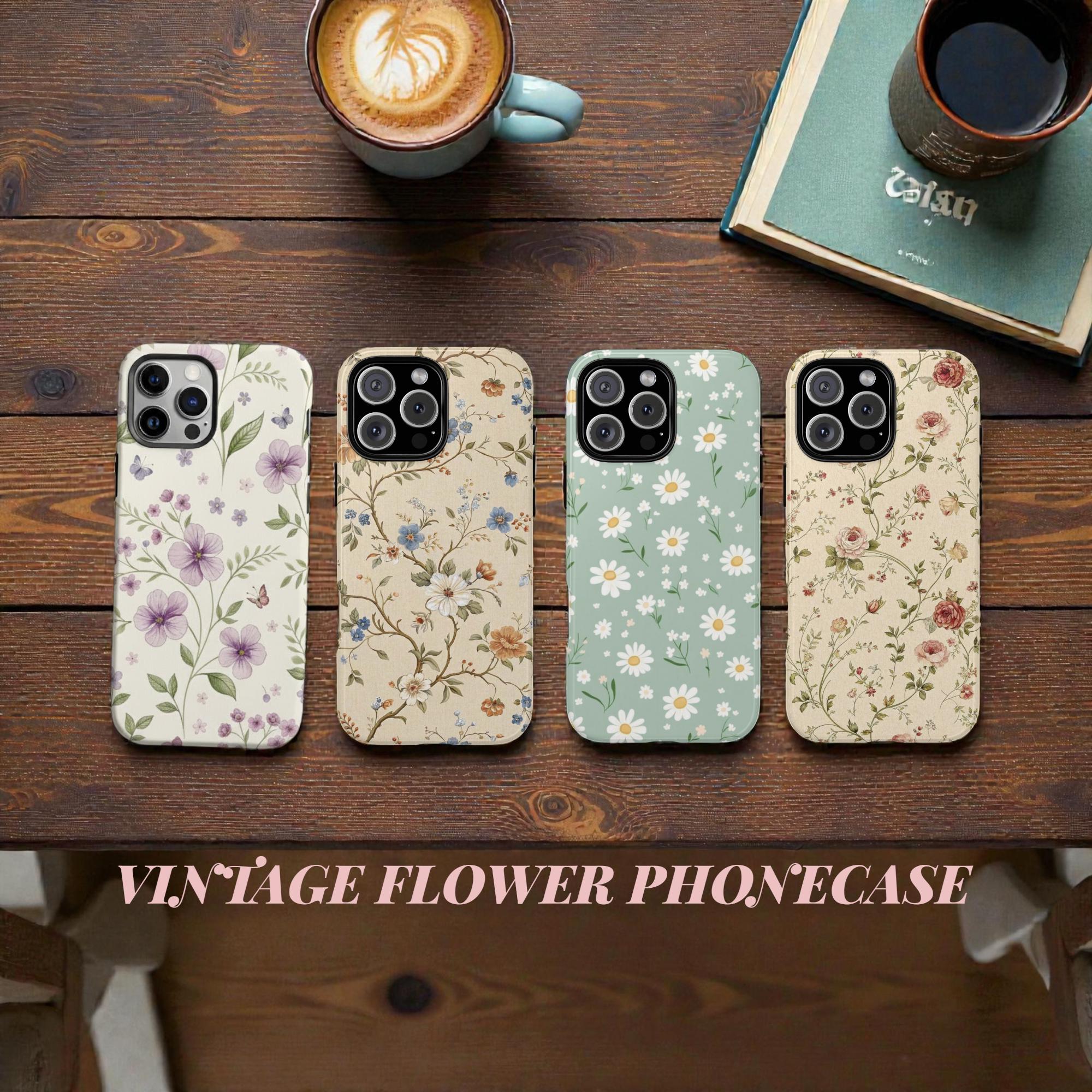 Vintage Floral Pattern Phone Case, Cottagecore Style